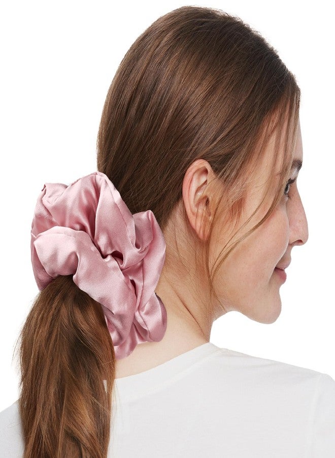 LILYSILK Large Mulberry Silk Scrunchies for Hair Sleeping Big Hair Ties Women's 100% Silk Ponytail Holders Oversized Scrunchies Jumbo Giant Rosy Pink - Image 1